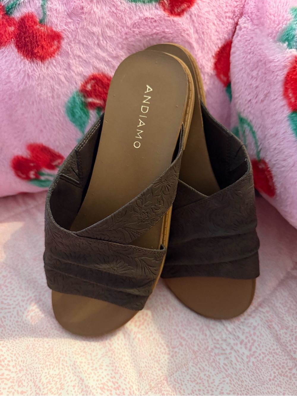Andiamo Women’s Dark Brown Slip-On Slide Sandals